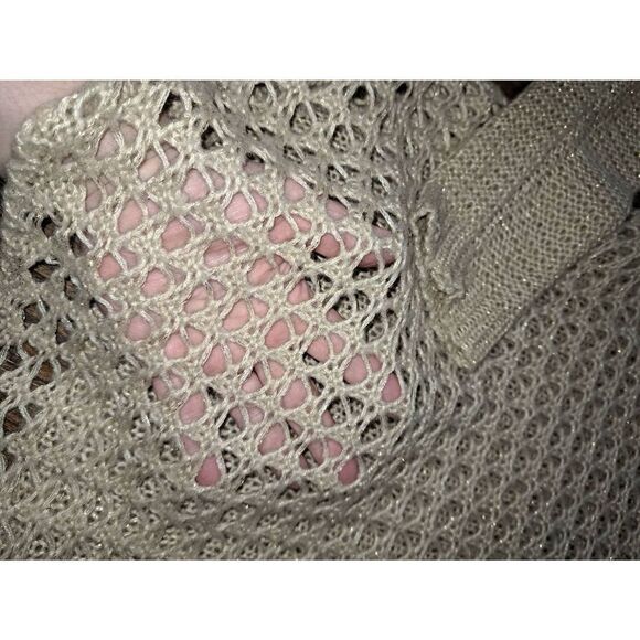 Small Hem & Thread Tan Gold Metallic Long Sleeve Loose Knit Fit Pullover Sweater - Picture 5 of 6